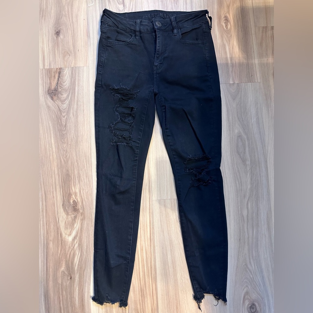 American Eagle Outfitters Dark Distressed Skinny Jeans